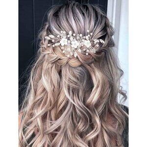 ❤️Women Silver Flower Bride Hair Vine Leaf  Hair Piece Beaded Headpieces Jewelry